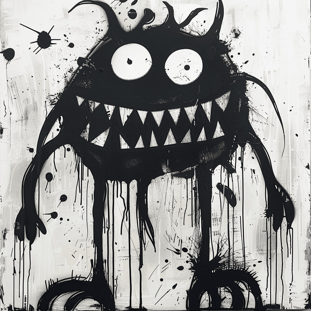 monster by alec monopoly, black on white